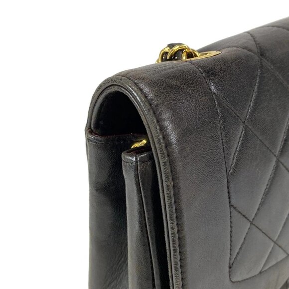 Auth CHANEL Diana Flap Matelasse A01165 Black Lambskin Shoulder Bag - Picture 12 of 16